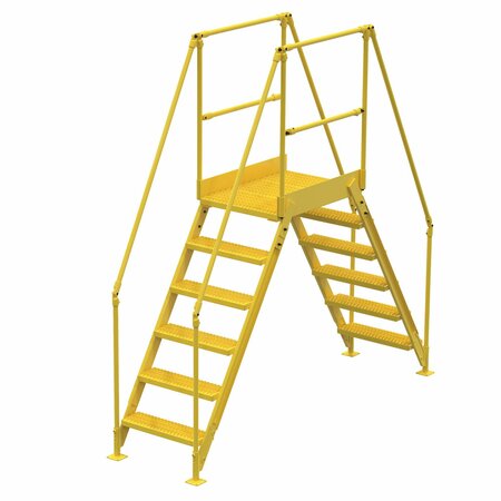 VESTIL 6 Step Cross-Over Ladder 58"H x 26"W Yellow Powder Coat Steel COL-6-56-23